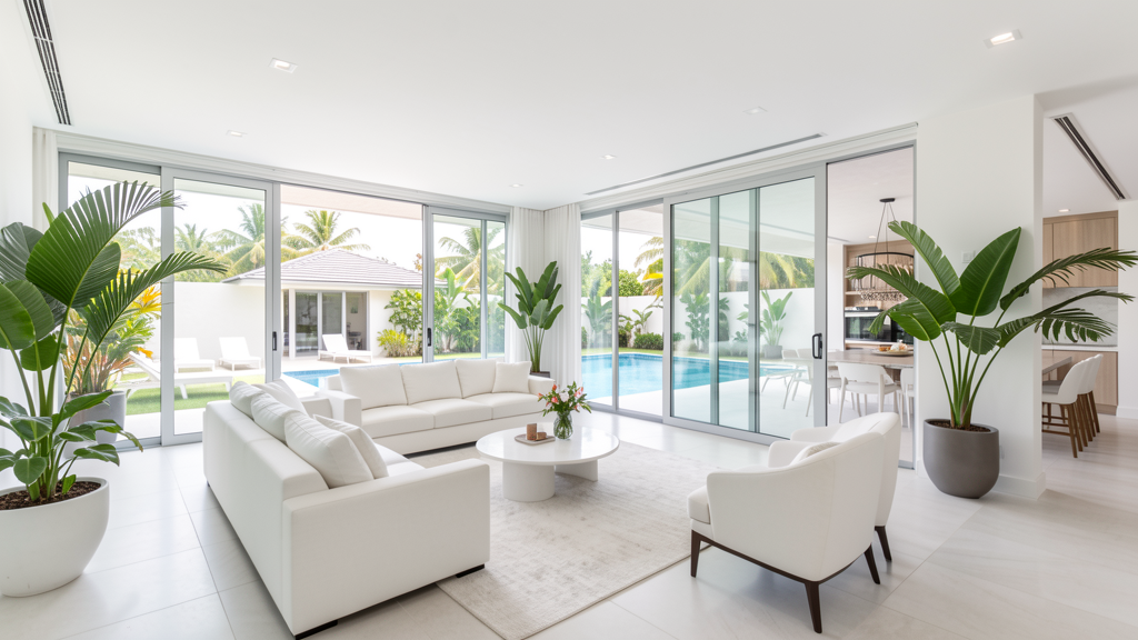 Modern vacation home interior with natural light